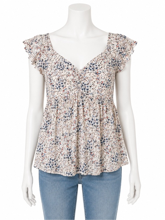 Japna Tops - Japna Floral Peplum Blouse Women’s Size Small 100% Viscose Boho Top